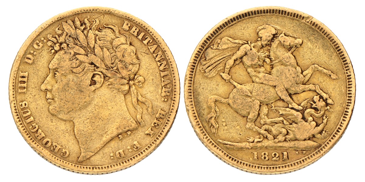 Great Britain. George IV. Sovereign. 1821.