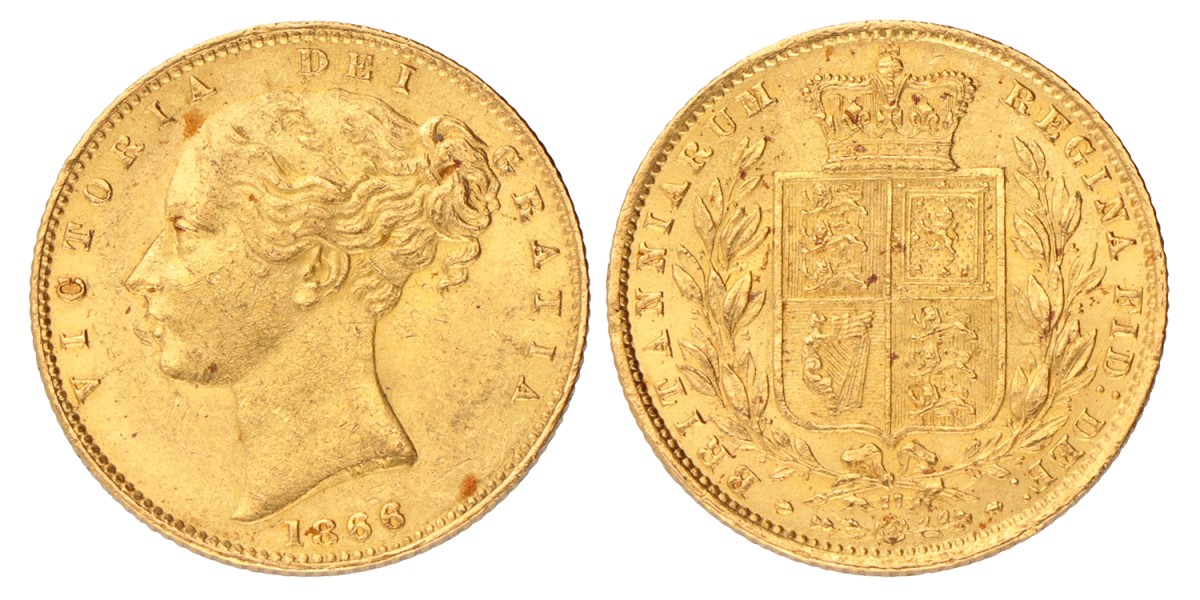 Great Britain. Victoria. Sovereign. 1866 - Die nr. 77.