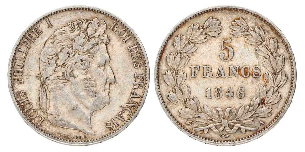 France. Louis Philippe I. 5 Francs. 1846 A.