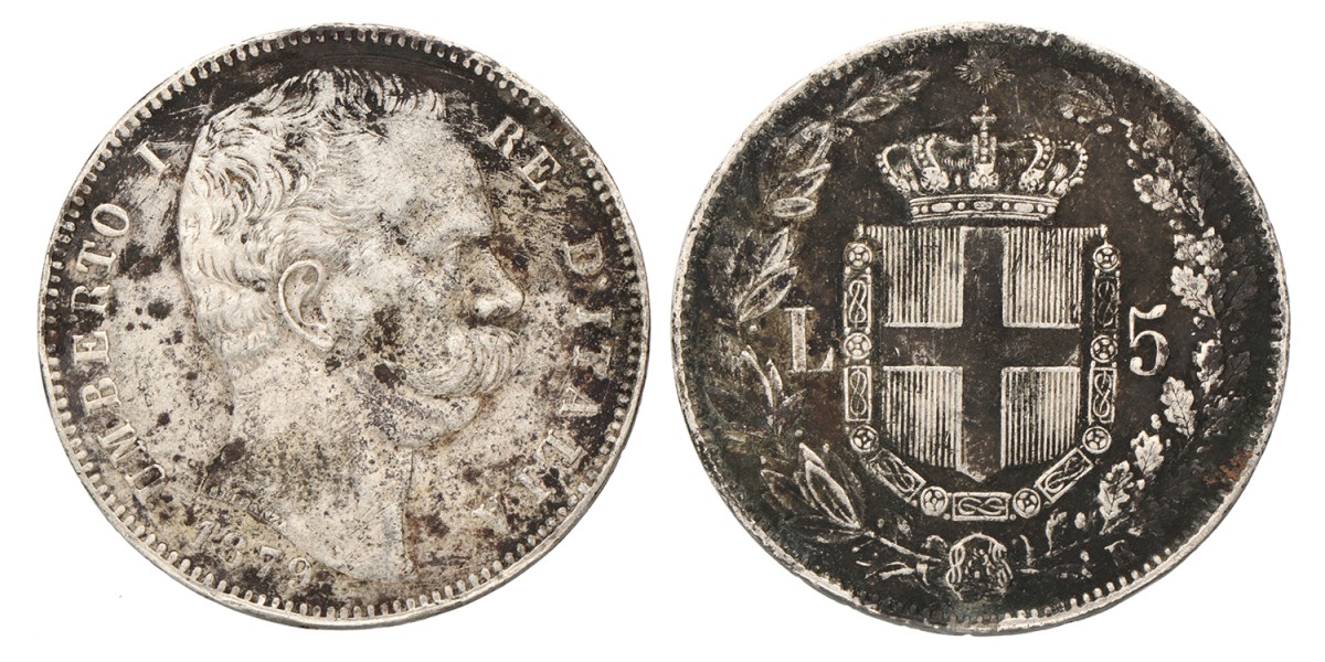 Italy. Umberto I. 5 Lire. 1879 R.