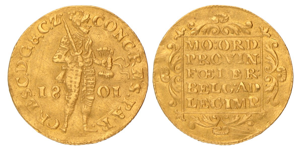 Gouden Dukaat. Gelderland. 1801. Zeer Fraai.