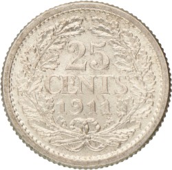 25 Cent. Wilhelmina. 1911. UNC.