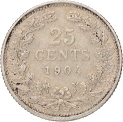 25 Cent. Wilhelmina. 1904. Prachtig -.