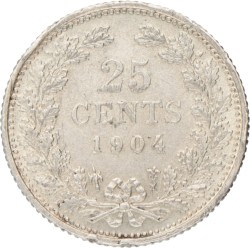 25 Cent. Wilhelmina. 1904. UNC -.