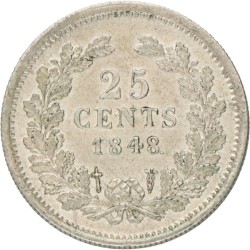 25 Cent. Willem II. 1848. UNC -.