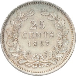 25 Cent. Wilhelmina. 1897. UNC -.