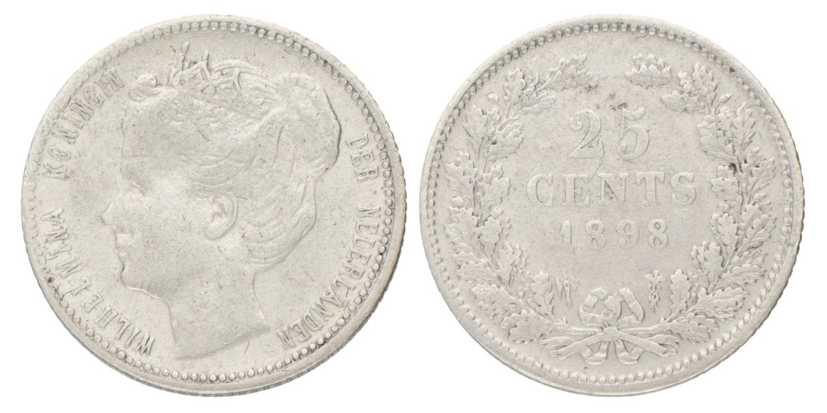 25 Cent. Wilhelmina. 1898. Zeer Fraai -.