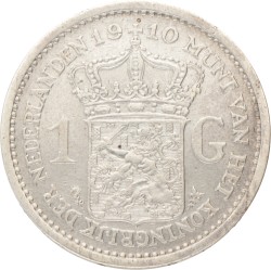 1 Gulden. Wilhelmina. 1910. Zeer Fraai / Prachtig.