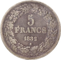 Belgium. Leopold I. 5 Francs. 1832.