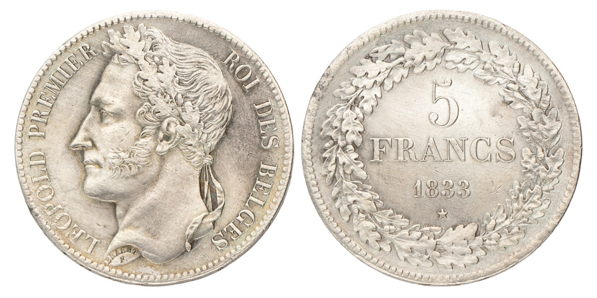 Belgium. Leopold I. 5 Francs. 1833.