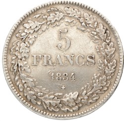 Belgium. Leopold I. 5 Francs. 1834.