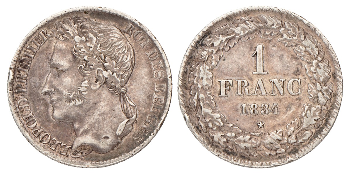 Belgium. Leopold I. 1 Franc. 1834.