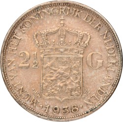 2½ Gulden. Wilhelmina. 1938 Grofhaar. Prachtig -.