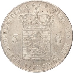 3 Gulden. Willem I. 1818. Prachtig +.