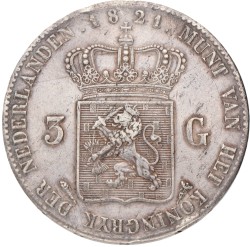 3 Gulden. Willem I. 1821. Zeer Fraai / Prachtig.