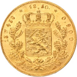 Dubbele gouden Willem (Negotiepenning t.w.v. 20 gulden). Willem III. 1850. UNC -.