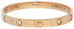 Cartier 'Love' 18 kt. roségouden bangle armband bezet met ca. 0.70 ct. diamant.