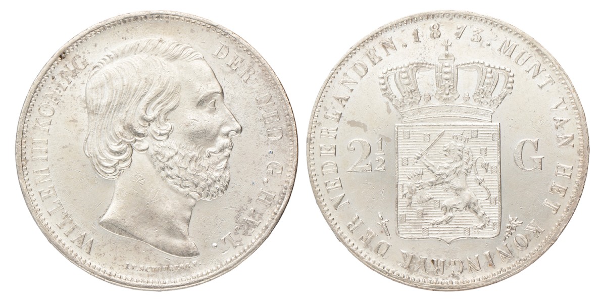 2½ Gulden. Willem III. 1873. UNC -.