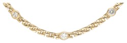 18 kt. Geelgouden rolexschakel collier bezet met ca. 1.06 ct. diamant.