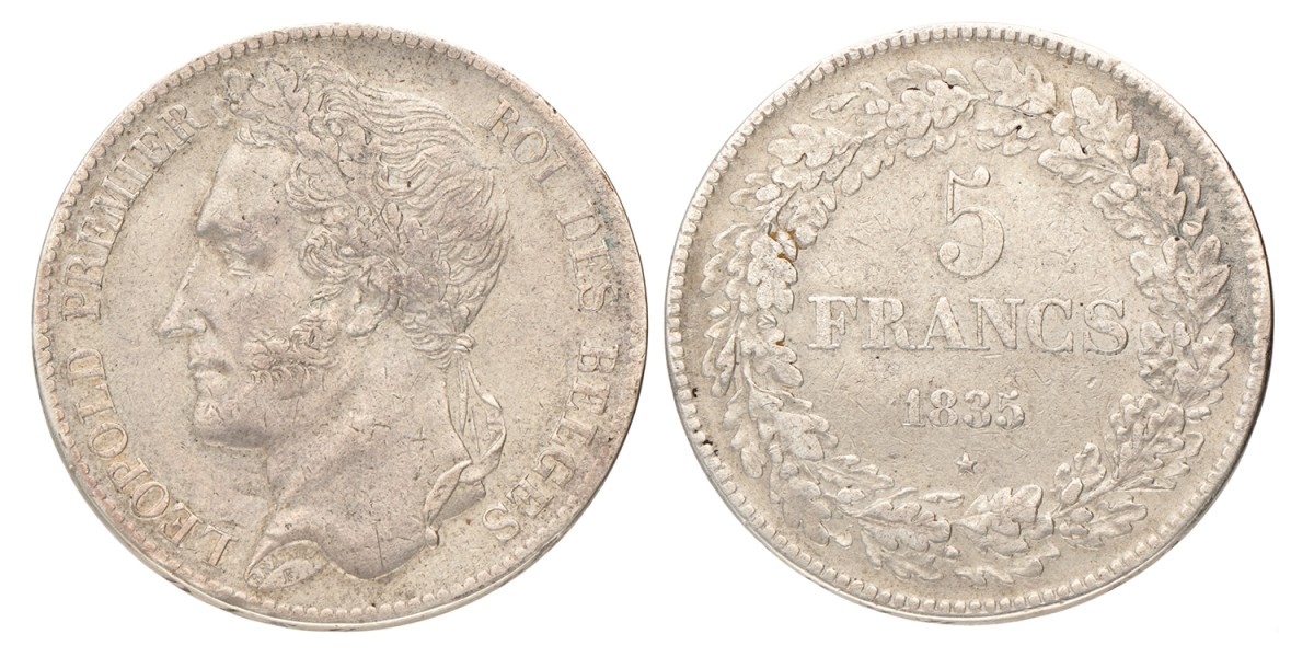 Belgium. Leopold I. 5 Francs. 1835.