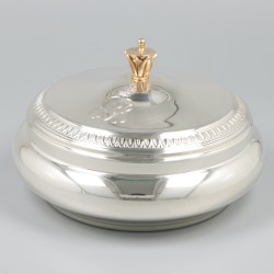 Koektrommel in etui (koninklijk geschenk) zilver.