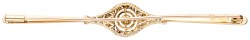 18 kt. Bicolor gouden vroege art deco broche bezet met diamant.