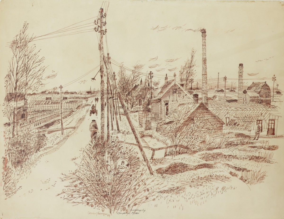 Charles Kemper (Heemstede 1913 - 1985 Rotterdam),  landschap bij Bergschenhoek.