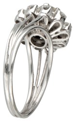 18 kt. Witgouden jaren 50 entourage ring bezet met ca. 1.32 ct. diamant.