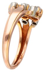 Antieke 18 kt. roségouden ring bezet met ca. 0.33 ct. diamant.