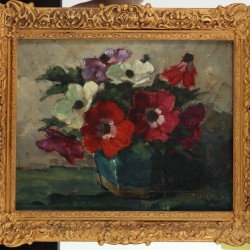 Hollandse School, 20e eeuw, Stilleven van viooltjes in een gember pot.