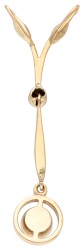 14 kt. Geelgouden art deco hanger bezet met oud geslepen diamant op folie.