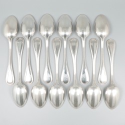 Christofle 12-delige set lepels, model Perles, verzilverd.