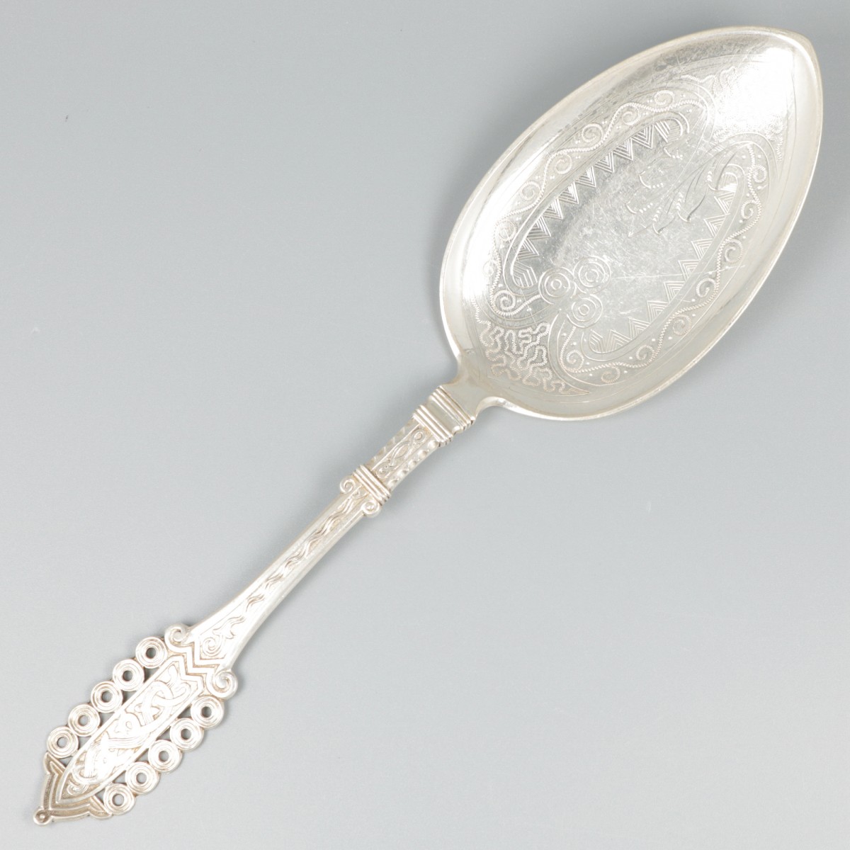 Puddingschep zilver.