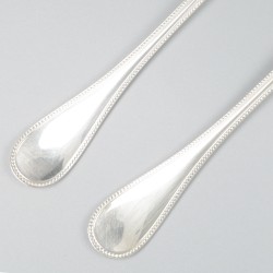 Christofle 2-delig saladecouvert, model Perles, verzilverd.