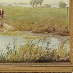 Hollandse School, 20e eeuw, waterende koeien.