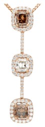 Italiaans design 18 kt. roségouden collier en hanger bezet met ca. 3.20 ct. diamant.