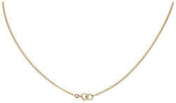 14 kt. Geelgouden antieke hanger met peervormige diamant aan collier.