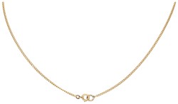 14 kt. Geelgouden antieke hanger met peervormige diamant aan collier.