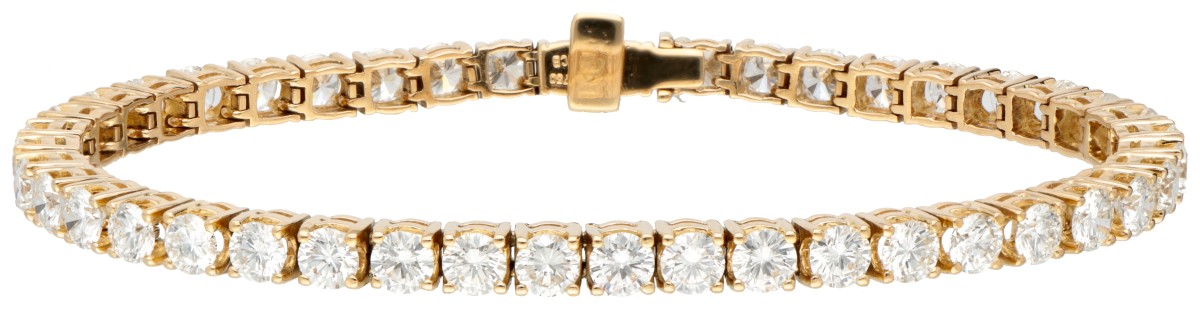 18 kt. Geelgouden tennisarmband bezet met ca. 8.80 ct. diamant.