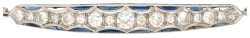 Art deco platina armband bezet met ca. 1.33 ct. diamant en saffier.