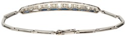 Art deco platina armband bezet met ca. 1.33 ct. diamant en saffier.