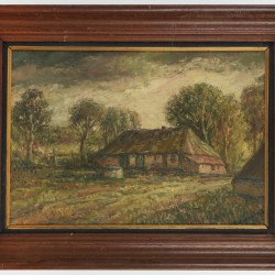Belgische School, 20e eeuw. Een boerenhoeve in een landschap