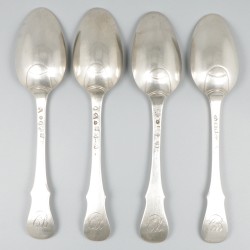 4-delige set dinerlepels (Gent, 1771) zilver.