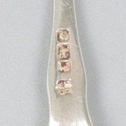 4-delige set zoutkelders met lepel (in etui), zilver.
