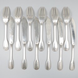 12-delige set visbestek zilver.