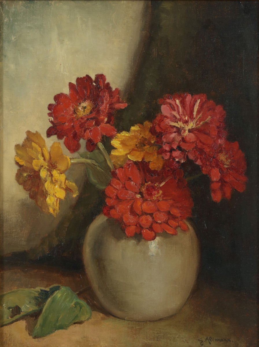 Gerard Altmann (Rotterdam 1877 - 1940) Dahlia's in een pot