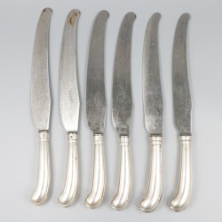 6-delige set dinermessen zilver.