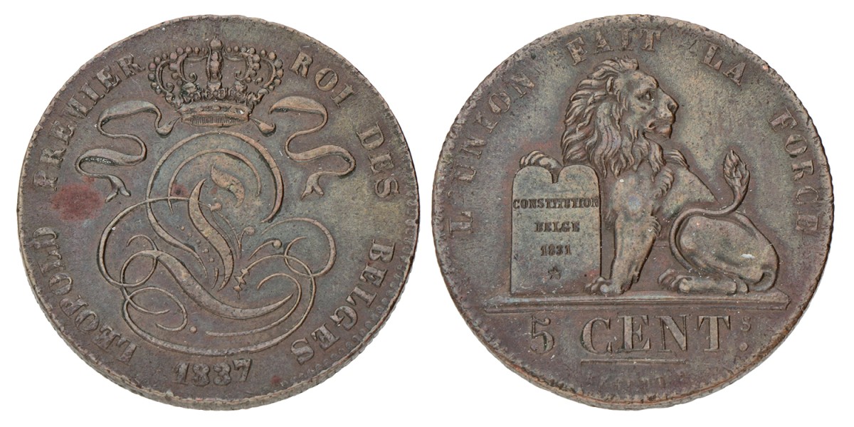 Belgium. Leopold I. 5 Centimes. 1837.