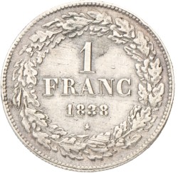 Belgium. Leopold I. 1 Franc. 1838.