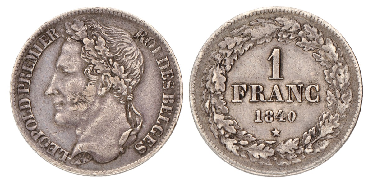 Belgium. Leopold I. 1 Franc. 1840.